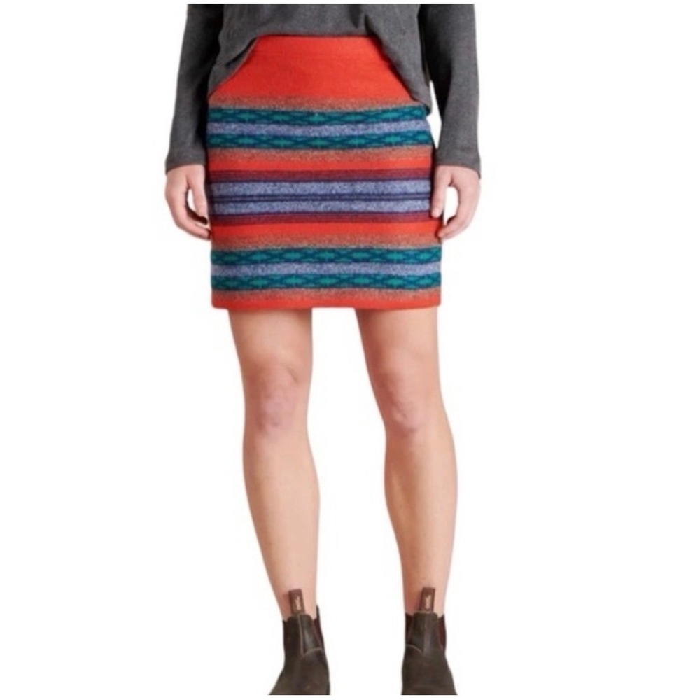Toad&Co Merino Heartfelt Sweater Skirt Winterberry Red Wool Mini Skirt Medium